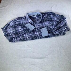Tommy Bahama Mens XL Purple Plaid Silk Blend Long Sleeve Button Down Shirt‎